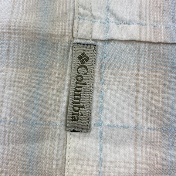Vintage Columbia Shirt Men Extra Large XL Beige Plaid Casual Button Up Polo - Picture 3 of 11